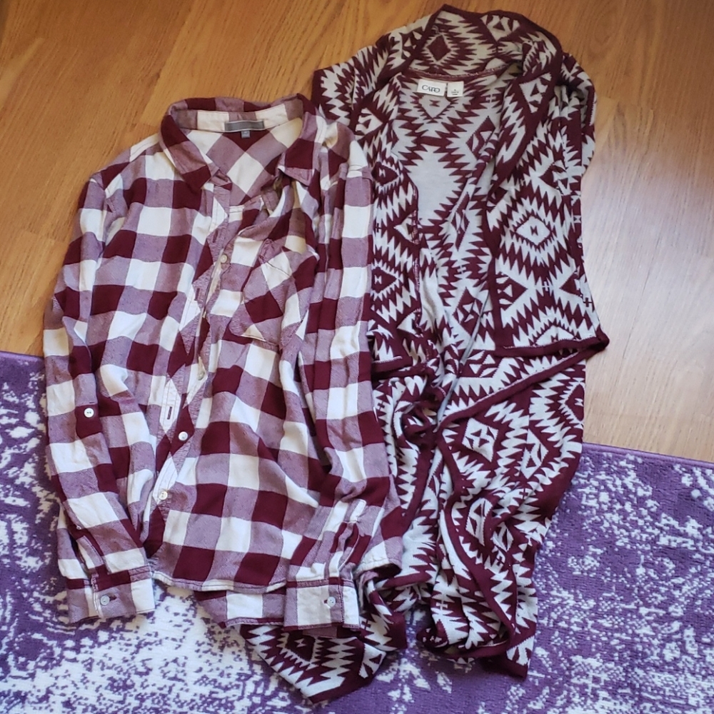 Aztec Duster and Red Buffalo Plaid Top